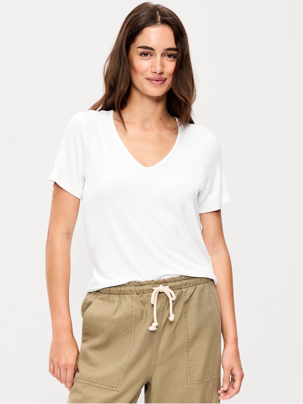 Old Navy Luxe White V-Neck Short Sleeve Tee L tall NWOT
